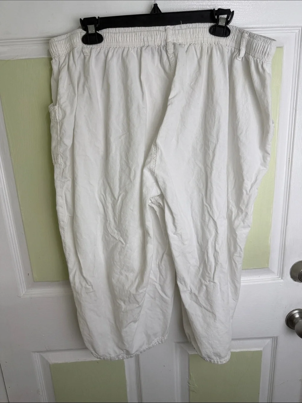 Men's White Elastic-Waist Drawstring Jogger Pants
